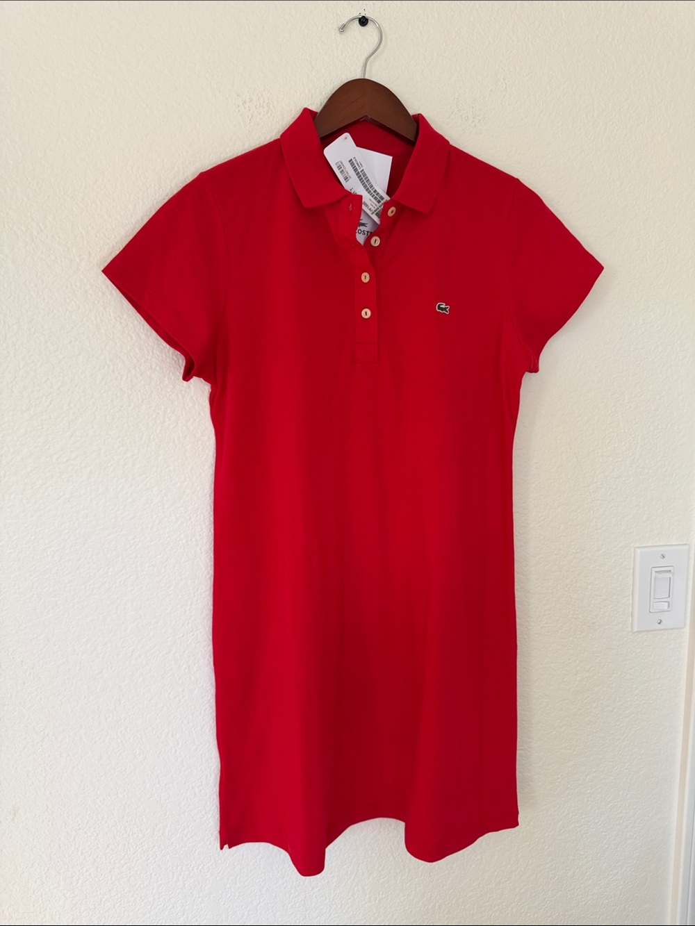 Lacoste Women's Stretch Red Polo Dress, size: medium - Picture 4 of 9